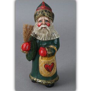 Signed and numbered Leo R Smith Folk Art Santa Claus Belsnickel Figurine Ornamen